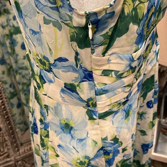 Midi silk/cotton/poly  blend V neck side zip sleeveless floaty dress NWT - Picture 4 of 12